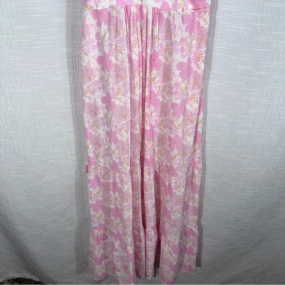 LEALLO Janis Pink Floral Cotton Gauze Maxi Cottagecore‎ Boho Resort small - Picture 6 of 14